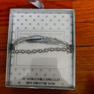 7.5" adjustable bracelet for sensitive skin.  "Blessed"